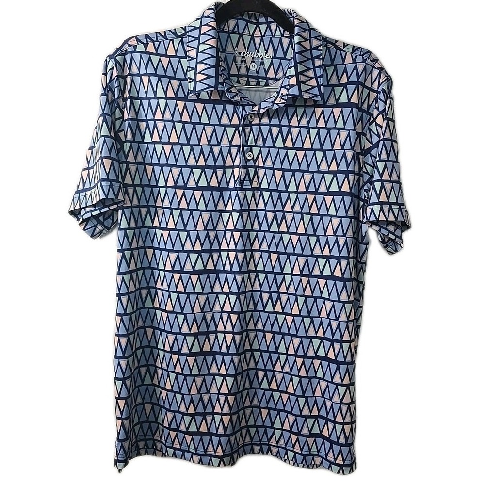 Chubbies The Triangu-Later‎ Polo Shirt Size Medium Multi Color Triangles
